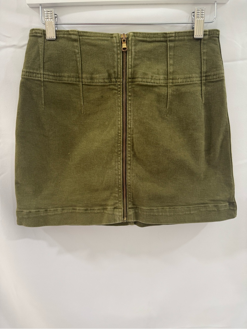 We The Free Olive Zip-Front Mini Skirt